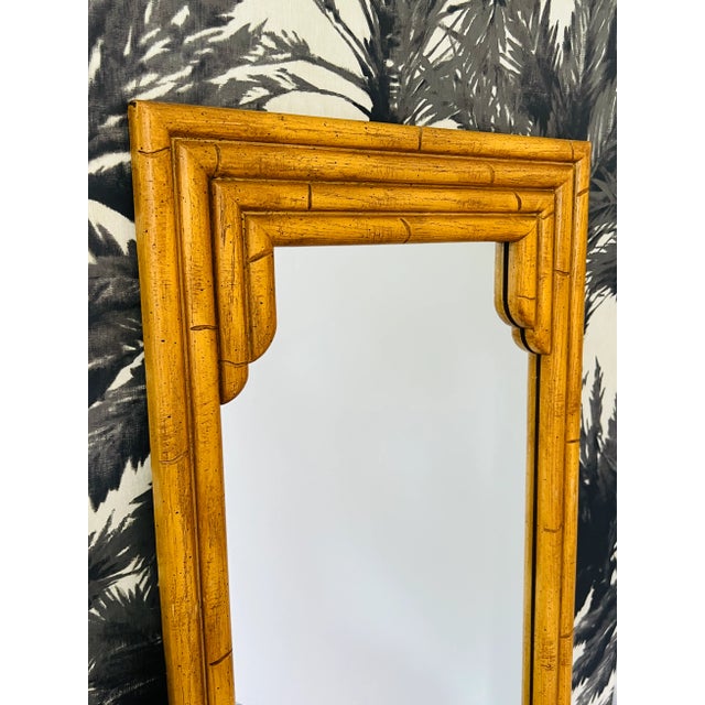 Pair of Pagoda Bamboo Mirrors in Wood and Resin, C. 1970's For Sale - Image 4 of 10