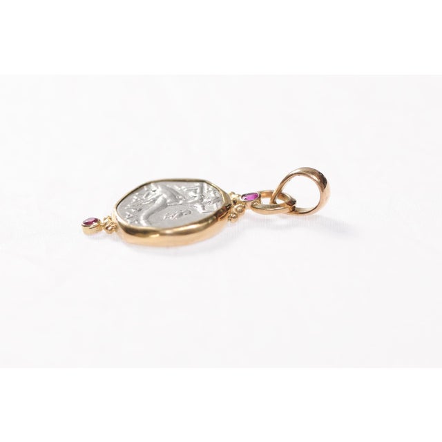 15th Century Naked Taras Didrachm Pendant W 18k Gold For Sale - Image 4 of 13
