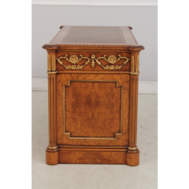 Brown Francesco Molon Leather Top Office Writing Desk Computer Credenza For Sale - Image 8 of 18