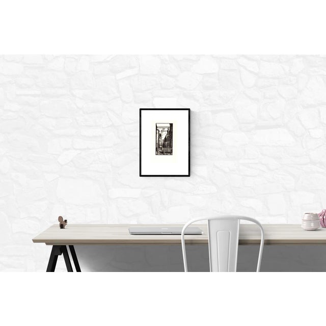 Modern 1938 Michael Gallagher 'Bladen's Court (Philadelphia)' Modernism Black & White Woodblock For Sale - Image 3 of 3