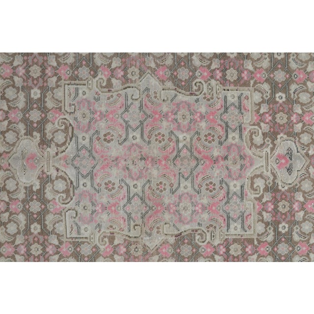Antique Style Persian Rug in Faded Rose and Neutral Browns - 6' 3'' X 9' 3'' For Sale - Image 9 of 9