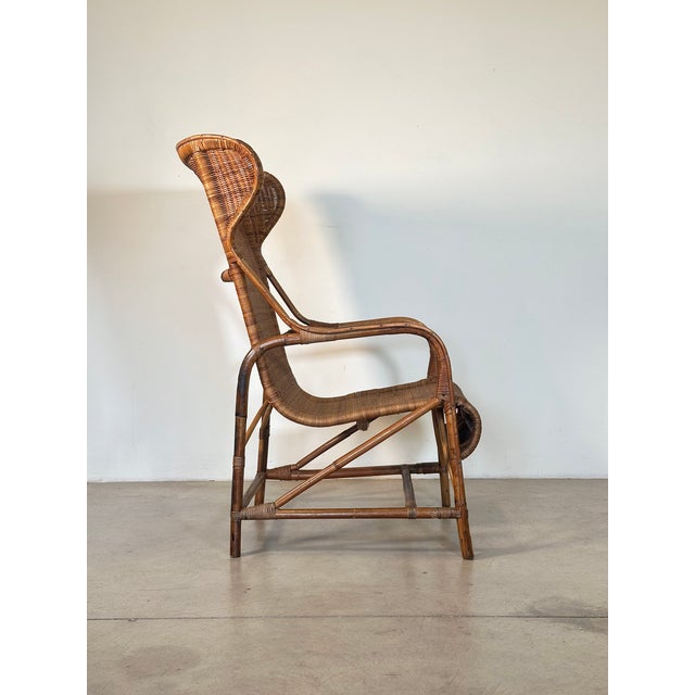 1970s Wicker and Bamboo Armchair, 1970s For Sale - Image 5 of 18