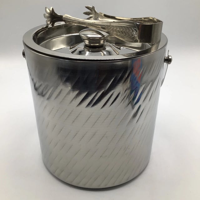 Stainless Steel Double Wall Insulated Ice Bucket With Ice Tongs by Tamari For Sale - Image 4 of 13