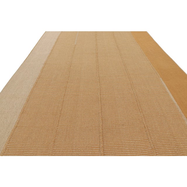 2010s Rug & Kilim’s Contemporary Kilim in Orange and Beige Textural Stripes For Sale - Image 5 of 7