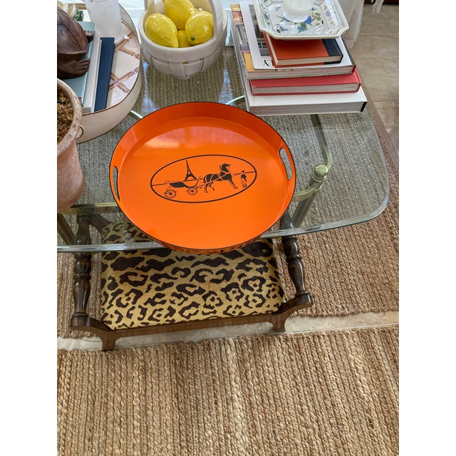 Orange Lacquered Hermes Inspired Bar Tray For Sale - Image 18 of 18