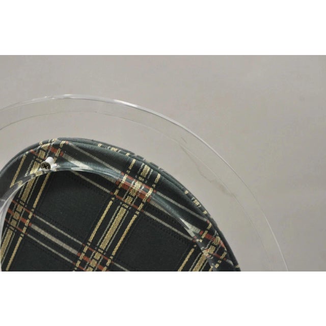 Vintage Hill Mid Century Modern Lucite Oval Back Upholstered Vanity Side Chair For Sale - Image 9 of 12