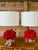 Pair of Red Faux Coral Table Lamps on Clear Acrylic Bases For Sale - Image 4 of 12