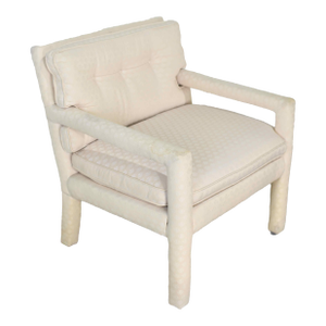 1970s Vintage Milo Baughman Style Upholstered Parson Chair - A Single Unit