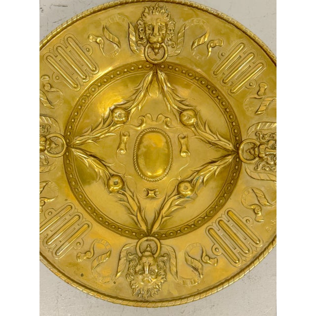 Édouard Lièvre, Brass Renaissance Revival Lion Medallion Salver , C. 1870 For Sale - Image 10 of 12
