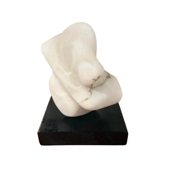 Wood Mid-Century Modern Abstract Carrara Marble Sculpture (9.5” High) For Sale - Image 7 of 12