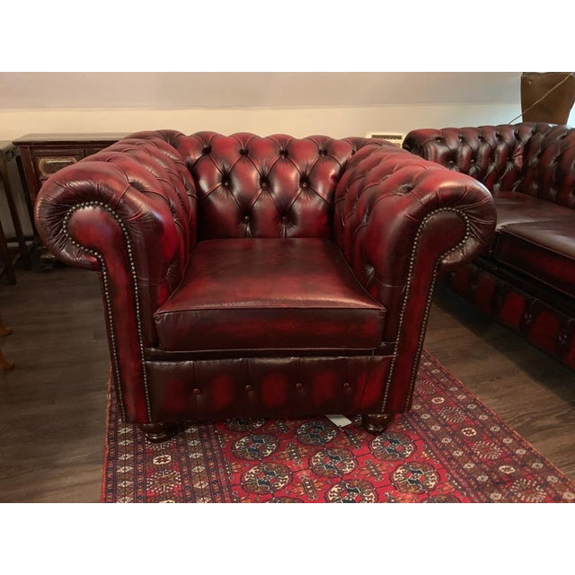 Vintage Mid Century English Oxblood Leather Chesterfield Club Chair Chairish
