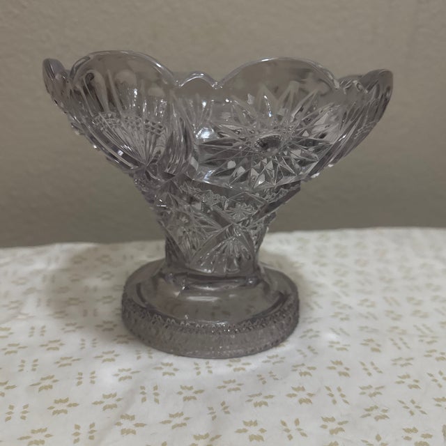 Vintage Star Clear Pressed Glass Base-Stem Vase in Smokey Grey Color For Sale In New Orleans - Image 6 of 6