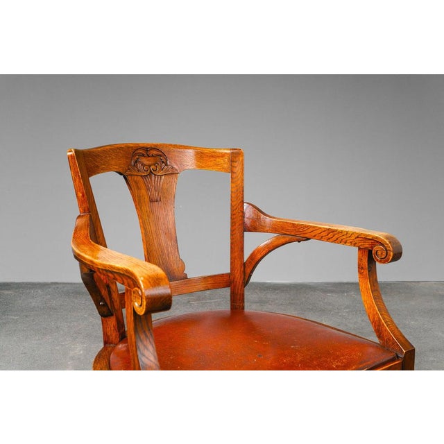 Art Nouveau Oak Armchair For Sale - Image 9 of 18