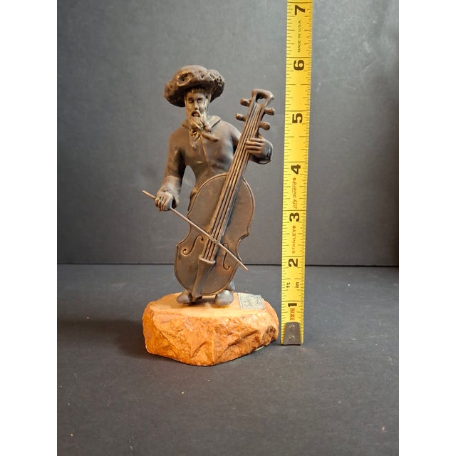 Vintage Fay Avishay 925 Sterling Silver Musician Sculpture Double Bass Cellist Israel For Sale - Image 13 of 15
