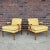 Pair of Tomlinson Sophisticate chairs that have been refinished and reupholstered in a yellow nubby fabric.