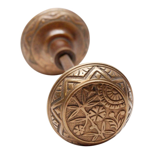 Antique Brass Vernacular Passage Door Knobs For Sale