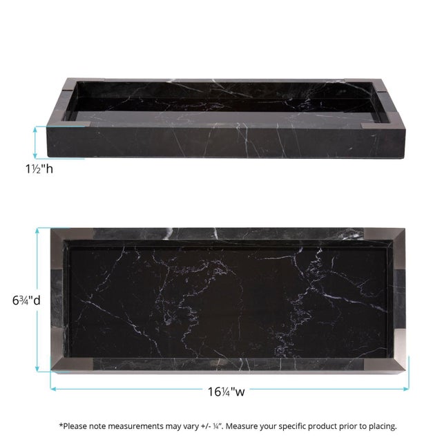Black Mirrored Marble Tray For Sale - Image 9 of 11