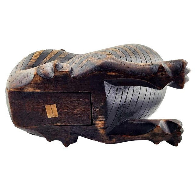 Brown Vintage Carved Mahogany Cat With Secret Stash For Sale - Image 8 of 9