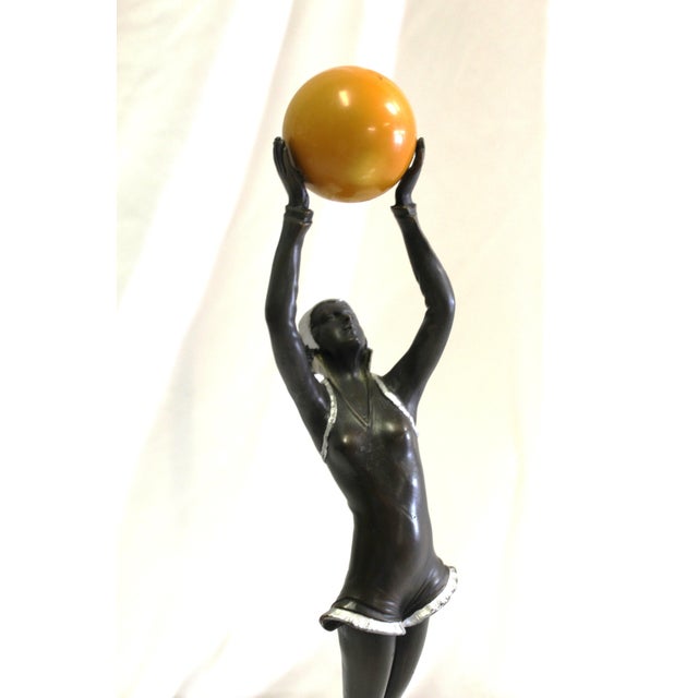 1990s Mid Century/Modern/Deco Style Sculpture Bronze Girl For Sale - Image 15 of 17