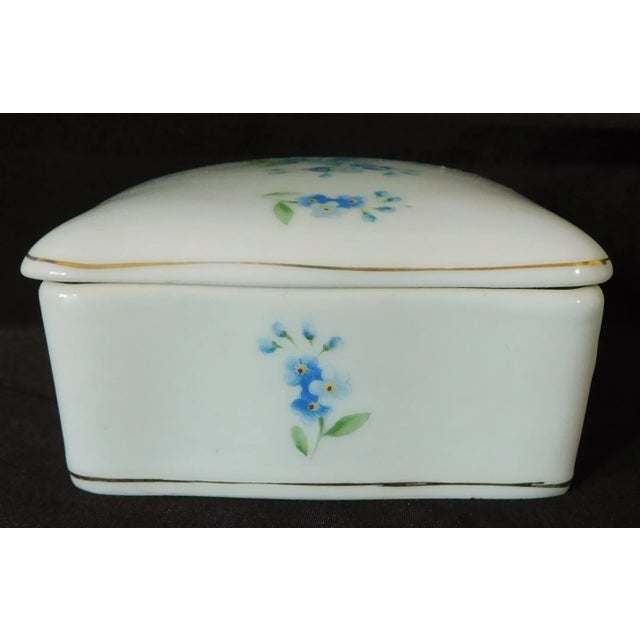 Vintage Andrea by Sadek Blue & White Floral Porcelain Trinket Dresser Box For Sale In West Palm - Image 6 of 11