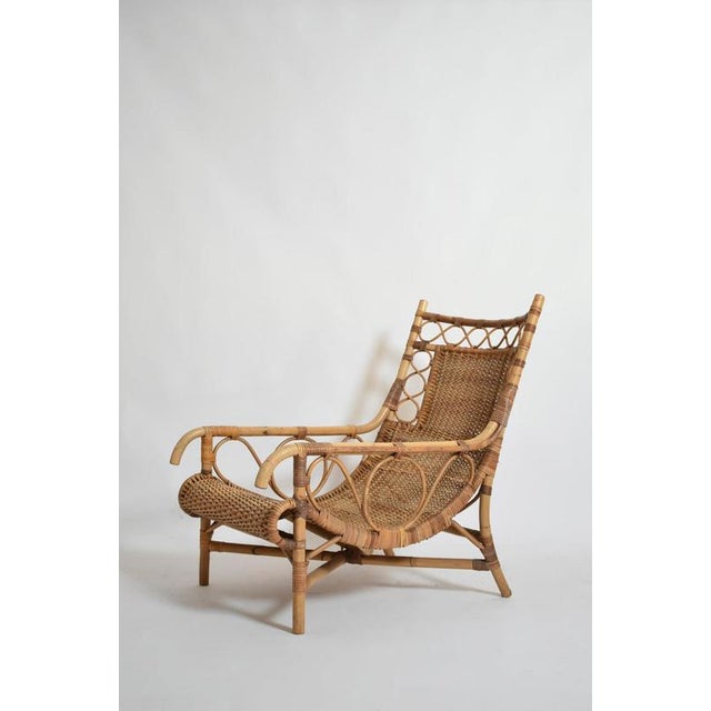 Vintage Lounge Chair in Rattan, 1950s For Sale - Image 6 of 6