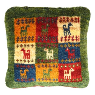 Pasargad DC Fine Hand Knotted Persian Gabbeh Pillow For Sale