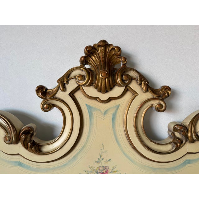 French Provincial Vintage Karges Venetian French Provincial Style Carved Wood King Size Headboard For Sale - Image 3 of 14