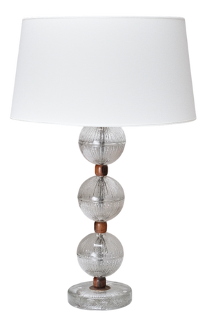Table Lamp in Glass and Wood from Falkenbergs Belysning, Sweden, 1950s