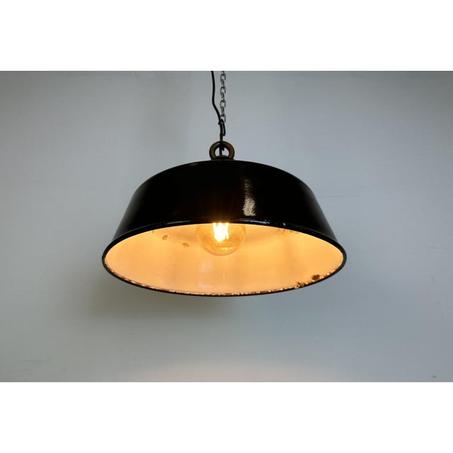 Industrial Black Enamel Pendant Lamp, 1950s For Sale - Image 18 of 18