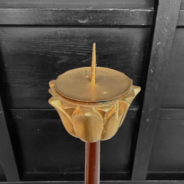 Japanese Meiji Buddhist Candlesticks, 1910s, Set of 2 For Sale - Image 6 of 11