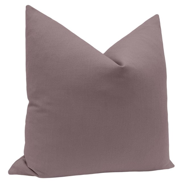 Contemporary 22" Smokey Amethyst Classic Linen Pillows - a Pair For Sale - Image 3 of 4