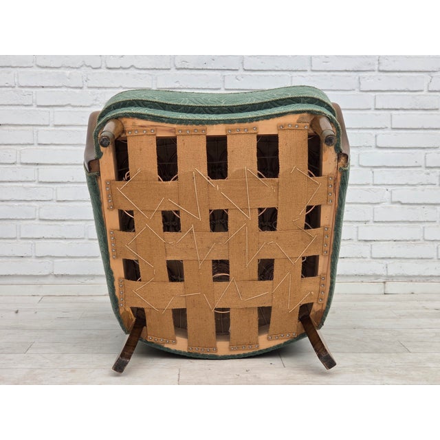 Vintage Danish Lounge Chair in Green Furniture Velour and Beech Wood, 1960s For Sale - Image 4 of 18