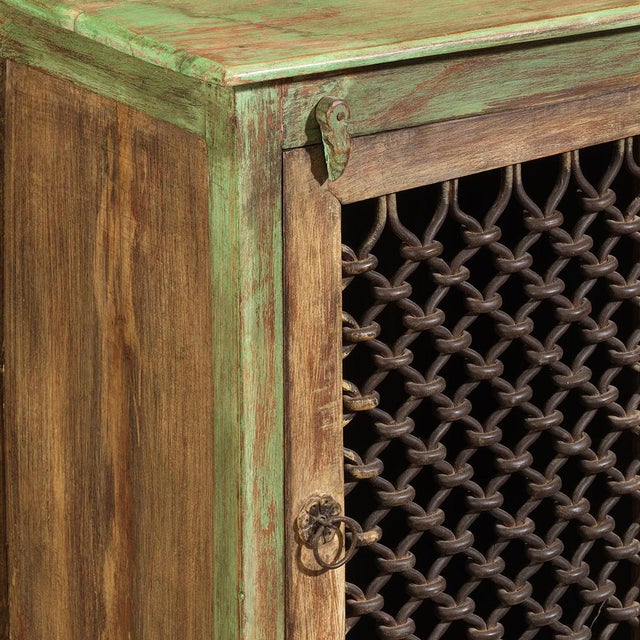 1940s Green Side Cabinet with Lattice Front, 1940s For Sale - Image 5 of 8