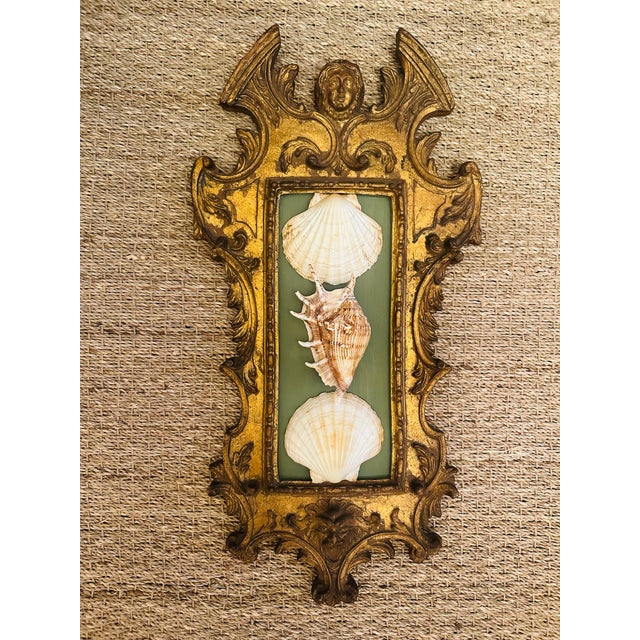Gold Antique Italian Frame With Shell Art For Sale - Image 8 of 8