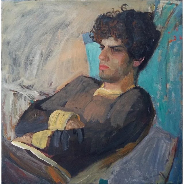 Francesco is a superb original oil on canvas realized in 2015 by Anastasia Kurakina . Signed and dated on the lower right...