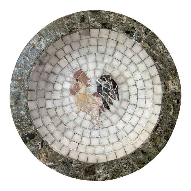 1950s Mid-Century Heide Mosaic of Denmark Stone Marble Mosaic Rooster Plate For Sale