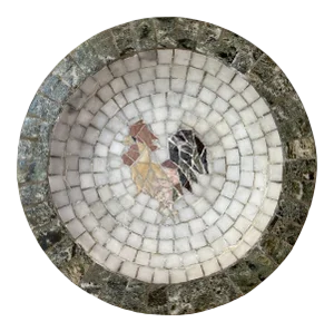 1950s Mid-Century Heide Mosaic of Denmark Stone Marble Mosaic Rooster Plate