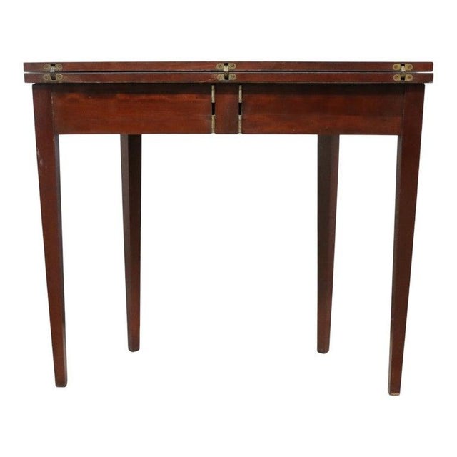 Wood Classical Hepplewhite Mahogany Inlaid Card Table C1900 For Sale - Image 7 of 15