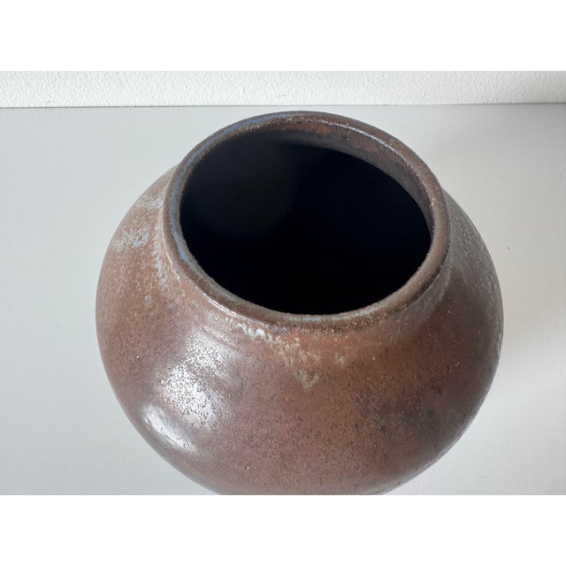 1980s 1980’s Vintage Organic Brown Glazed Studio Pottery Vase, Unsigned For Sale - Image 5 of 10