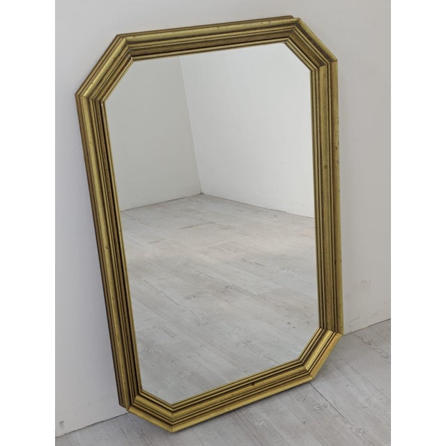 1970s Vintage Mirror in Wooden Gilded Frame Beveled Shape, 1975 For Sale - Image 5 of 12