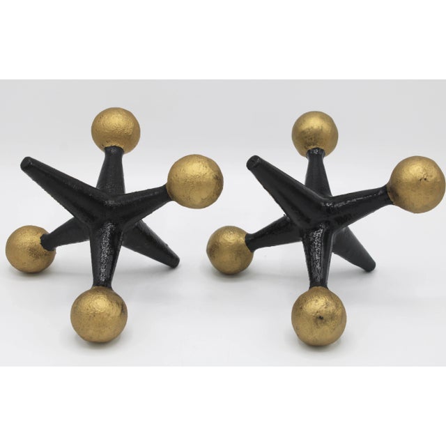 Mid-Century Modern Mid Century Modern Black and Gold Jacks - a Pair For Sale - Image 3 of 7