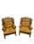 An old school favorite pair of Hancock and Moore tufted leather wingback chairs with a stretcher base. They combine a...