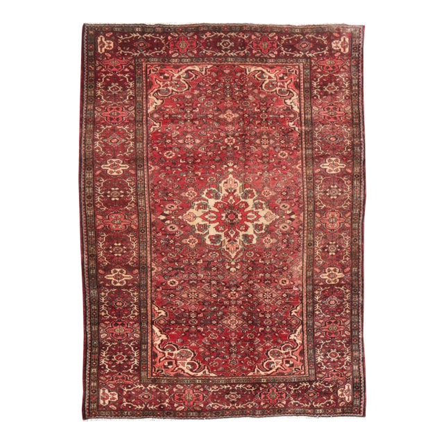 Persian Hamadan Red Rug - 5'9''x 9'9'' For Sale