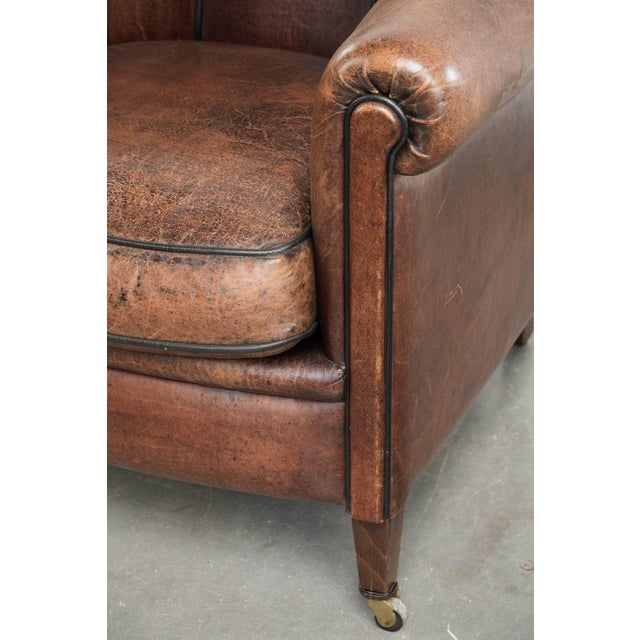 Vintage Sheepskin Club Chair in Leather For Sale - Image 9 of 16