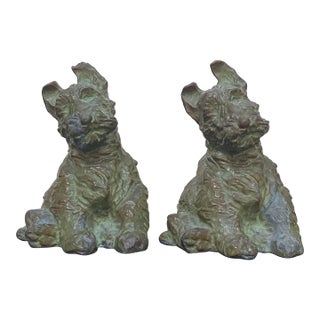 1932 McClelland Barclay Bronze Scottish Terrier Bookends Pair For Sale