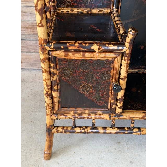 Wood Late 19th Century English Aesthetic Movement Japanned & Tortoiseshell Bamboo Cabinet For Sale - Image 7 of 12