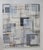 Large acrylic on canvas, abstract work of translucent squares in tan, off-white, blues, grays, black and browns. Titled...