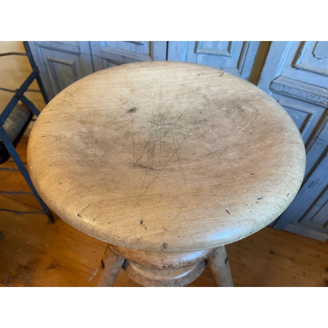 Wood Antique French Swivel Stool, 1890s For Sale - Image 7 of 13