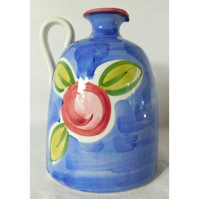 Vintage C1980s Italian Hand Painted Floral Syrup Pitcher W/ Handle Italy For Sale - Image 4 of 7