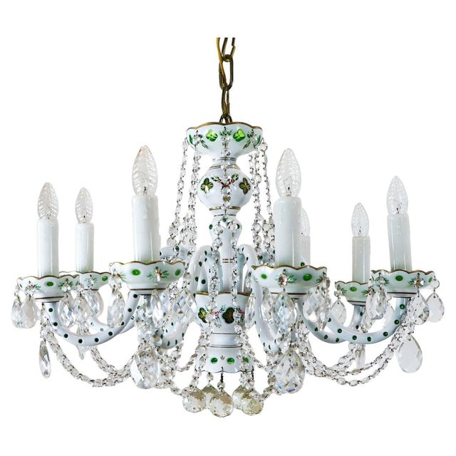1960s Italian Vintage Porcelain Basket Chandelier For Sale - Image 12 of 15